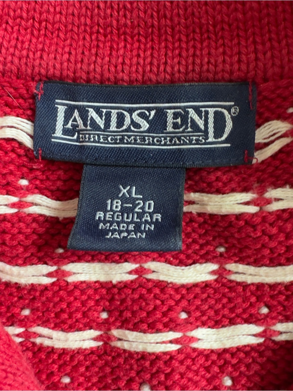 Vintage Lands End Nordic Ski Sweater Womens XL Red 1/4 Zip Snowflakes Fair Isle - Picture 4 of 11